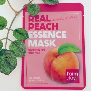 New $5ea OR 5/$18 FARM STAY Real Peach Nutrition Vitality Essence Face SheetMask